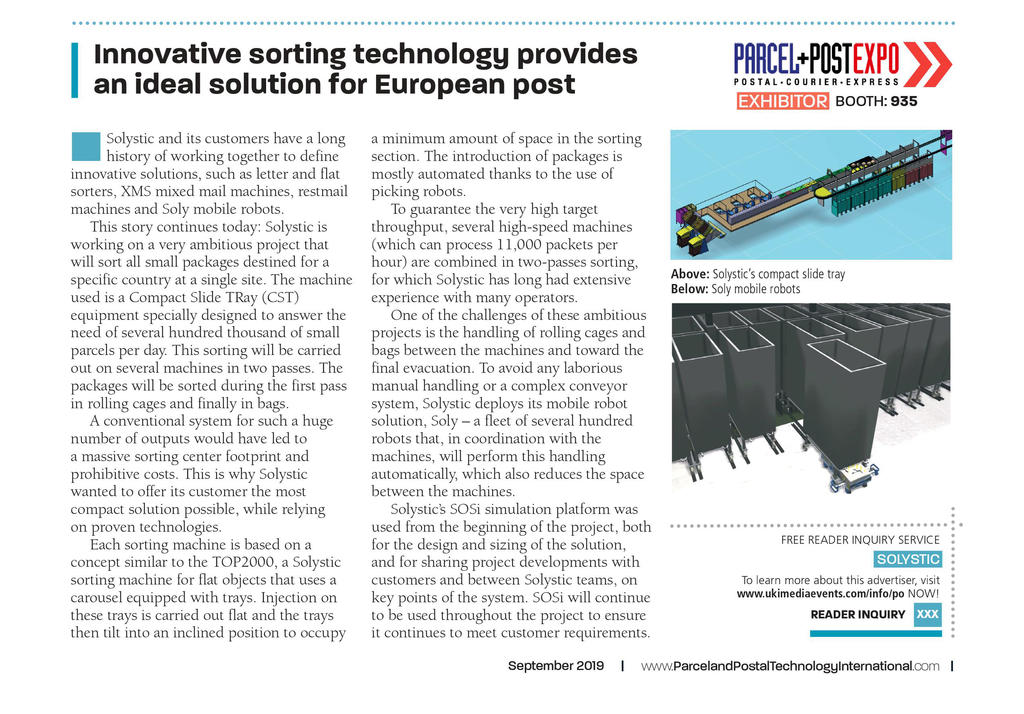 Parcel and Postal Technology International - Septembre 2019 Parcel and Postal Technology International - Septembre 2019